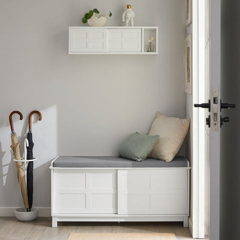 Rootz Shoe Bench with Storage - Sitting Chest of Drawers - Entryway Bench - Large Capacity - Versatile Use - Comfortable Cushion - 114cm x 53cm x 40cm