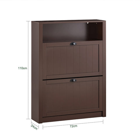 Rootz Shoe Cabinet Organizer - Shoe Rack - Shoe Storage - Includes Additional Compartment - 80cm x 110cm x 24cm - MDF Material