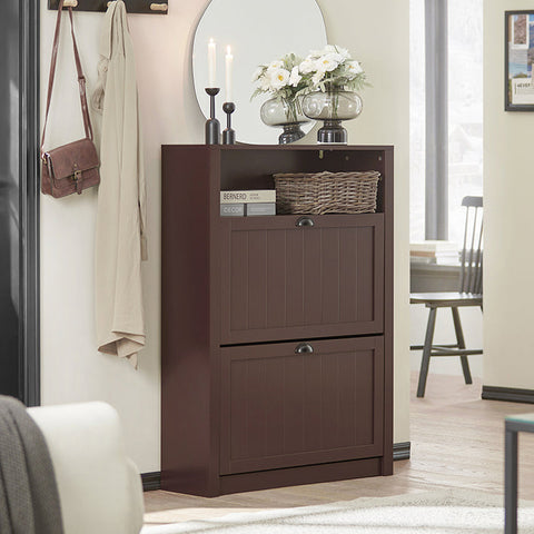 Rootz Shoe Cabinet Organizer - Shoe Rack - Shoe Storage - Includes Additional Compartment - 80cm x 110cm x 24cm - MDF Material