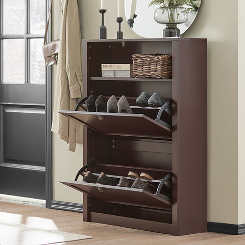 Rootz Shoe Cabinet Organizer - Shoe Rack - Shoe Storage - Includes Additional Compartment - 80cm x 110cm x 24cm - MDF Material