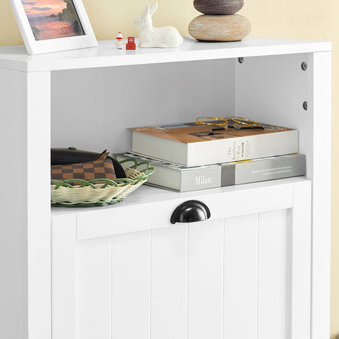 Rootz White Shoe Cabinet - Shoe Tipper - Shoe Organizer - Spacious Storage - Sturdy Build - Wall-Mount Option - 60cm x 110cm x 24cm
