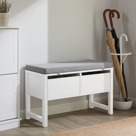 Rootz Shoe Bench with Storage - Sitting Chest of Drawers - Hallway Cupboard - Bed Bench - Comfortable Seat Cushion - MDF Construction - 72cm x 46cm x 30cm