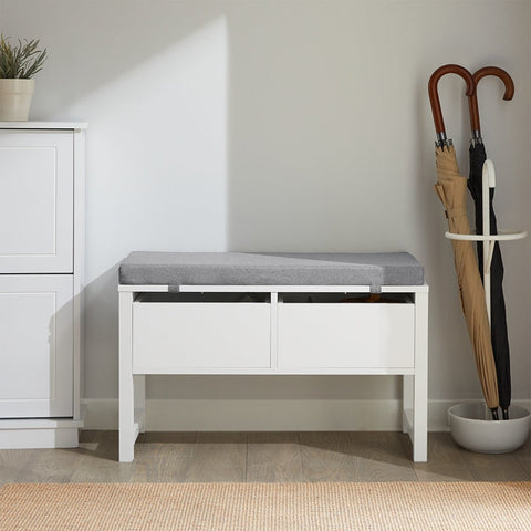 Rootz Shoe Bench with Storage - Sitting Chest of Drawers - Hallway Cupboard - Bed Bench - Comfortable Seat Cushion - MDF Construction - 72cm x 46cm x 30cm