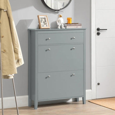 Rootz Shoe Cabinet with 2 Flaps - Shoe Tipper - Shoe Dresser - Spacious Storage - Scratch-Resistant - Decorative Display Surface - 80cm x 108cm x 25cm
