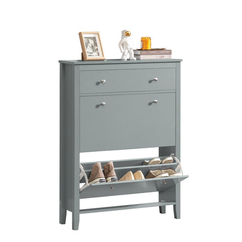 Rootz Shoe Cabinet with 2 Flaps - Shoe Tipper - Shoe Dresser - Spacious Storage - Scratch-Resistant - Decorative Display Surface - 80cm x 108cm x 25cm