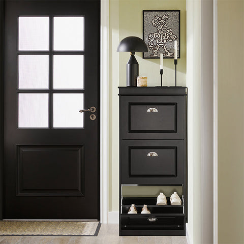 Rootz Shoe Cabinet with 3 Flaps - Shoe Tipper - Shoe Dresser - FSC Certified - Sturdy Construction - Wall Attachable - 53cm x 117cm x 24cm