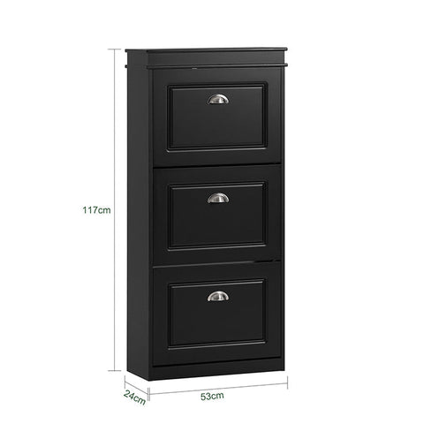 Rootz Shoe Cabinet with 3 Flaps - Shoe Tipper - Shoe Dresser - FSC Certified - Sturdy Construction - Wall Attachable - 53cm x 117cm x 24cm
