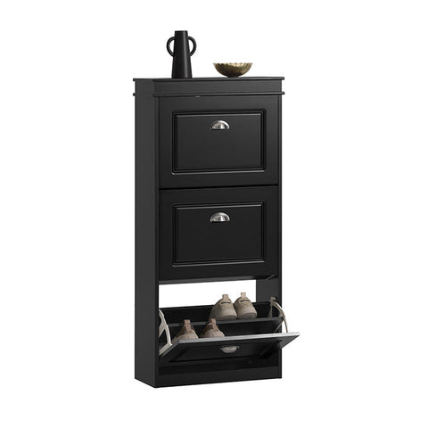 Rootz Shoe Cabinet with 3 Flaps - Shoe Tipper - Shoe Dresser - FSC Certified - Sturdy Construction - Wall Attachable - 53cm x 117cm x 24cm