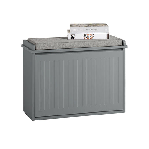 Rootz Shoe Cabinet Bench - Shoe Tipper - Shoe Storage with Seat - Space-Saving Design - Scratch-Free Felt Gliders - Light Gray - 62cm x 46cm x 26cm