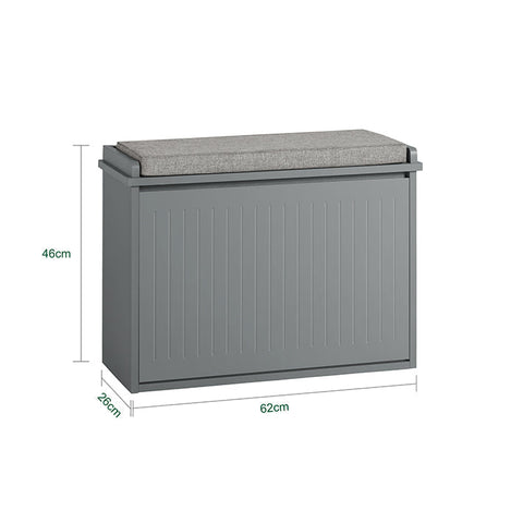 Rootz Shoe Cabinet Bench - Shoe Tipper - Shoe Storage with Seat - Space-Saving Design - Scratch-Free Felt Gliders - Light Gray - 62cm x 46cm x 26cm