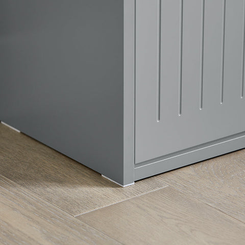 Rootz Shoe Cabinet Bench - Shoe Tipper - Shoe Storage with Seat - Space-Saving Design - Scratch-Free Felt Gliders - Light Gray - 62cm x 46cm x 26cm