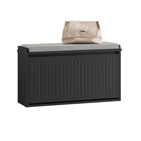 Rootz Shoe Cabinet - Shoe Storage - Shoe Organizer - Includes Seat Cushion - MDF,  Grey - 80x45x26cm