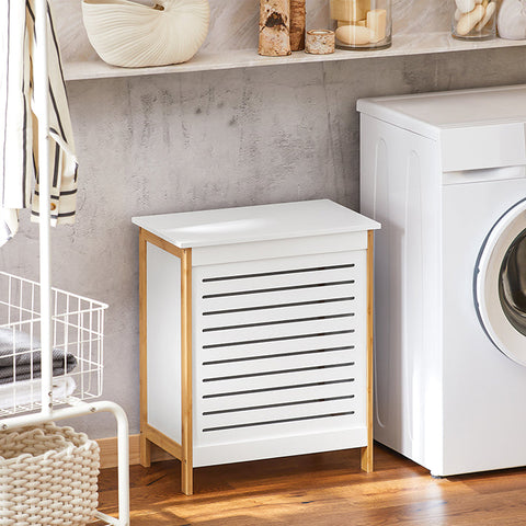 Rootz Laundry Chest - Laundry Collector - Laundry Basket - MDF and Bamboo - Spacious Storage - Chic Design - Easy Assembly - 50cm x 30cm x 60cm