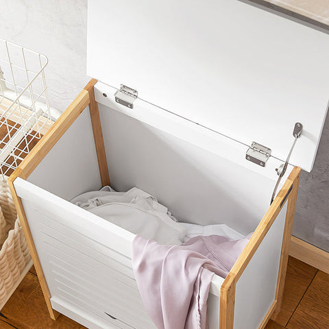 Rootz Laundry Chest - Laundry Collector - Laundry Basket - MDF and Bamboo - Spacious Storage - Chic Design - Easy Assembly - 50cm x 30cm x 60cm