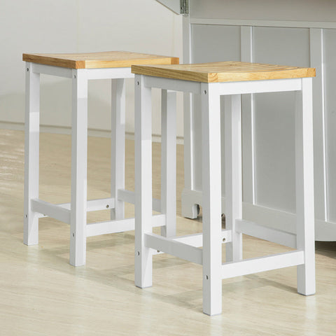 Rootz Set of 2 Wooden Stools - Kitchen Chairs - Counter Stools - Ergonomic Design - Durable Pine Wood Legs - Easy Maintenance - 35cm x 61cm x 35cm