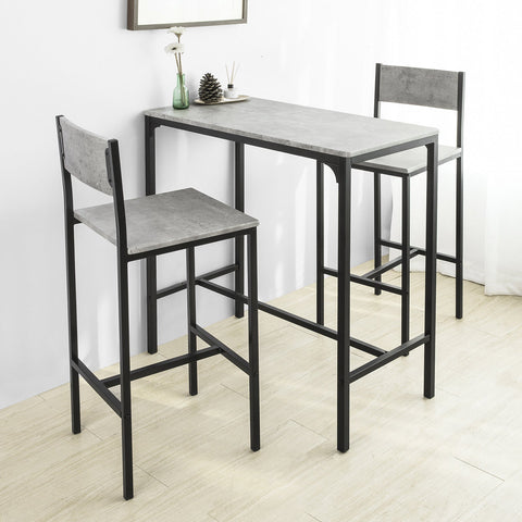 Rootz 2 Piece Bar Stool Set - Counter Stool - Bar Chairs - Comfortable Backrest - Footrests - Ideal for Bars and Cafes - Metal Frame - 38cm x 95cm x 40cm
