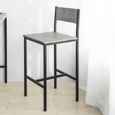 Rootz 2 Piece Bar Stool Set - Counter Stool - Bar Chairs - Comfortable Backrest - Footrests - Ideal for Bars and Cafes - Metal Frame - 38cm x 95cm x 40cm