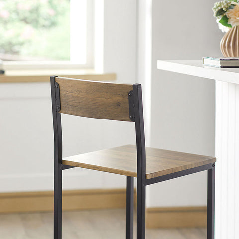 Rootz Bar Stool Set of 2 - Counter Stool - High Chairs - Comfortable Backrest - Footrest - Ideal for Bar and Kitchen - Metal Frame - MDF Seat with PVC Cover - 38cm x 96cm x 44cm