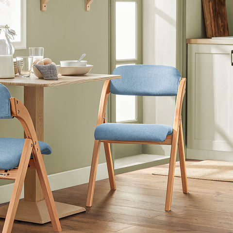 Rootz Folding Chair - Kitchen Chair - Desk Chair - Removable Washable Cover - Birch Wood Frame - 47cm x 77cm x 60cm