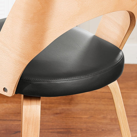 Rootz Ergonomic Curved Wood Dining Chair - Kitchen Chair - Office Chair - Padded Seat Comfort - 48cm x 79cm x 55cm