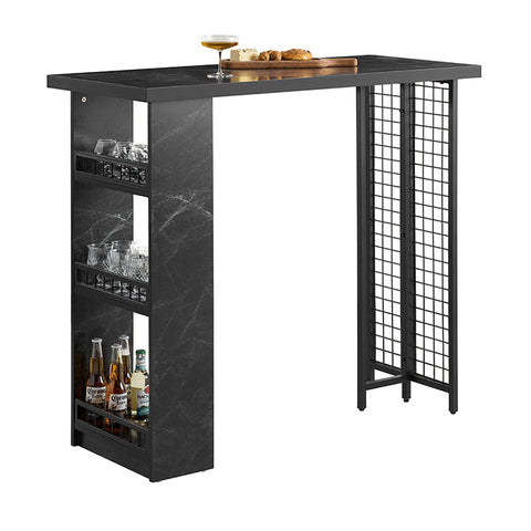 Rootz Modern Bar Table - Kitchen Table - Dining Table - Sturdy MDF & Metal Frame - Adjustable Feet - Spacious Storage - 120cm x 105cm x 50cm