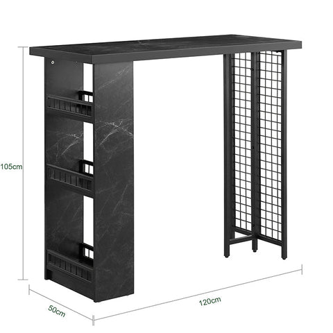 Rootz Modern Bar Table - Kitchen Table - Dining Table - Sturdy MDF & Metal Frame - Adjustable Feet - Spacious Storage - 120cm x 105cm x 50cm