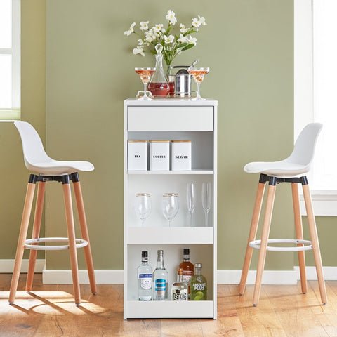 Rootz Adjustable Bar Table - Dining Table - Wall-Mounted Table - MDF Construction - Space-Saving Design - Adjustable Height - Easy Assembly - White - 110cm x 106cm x 45cm