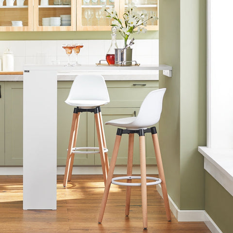 Rootz Adjustable Bar Table - Dining Table - Wall-Mounted Table - MDF Construction - Space-Saving Design - Adjustable Height - Easy Assembly - White - 110cm x 106cm x 45cm