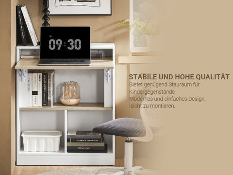 Rootz Folding Table - Collapsible Desk - Space-Saving Closet Door - Durable MDF & Rubber Wood - 70x85x54cm, Collapsed 70x85x25cm