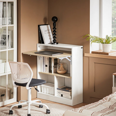 Rootz Folding Table - Collapsible Desk - Space-Saving Closet Door - Durable MDF & Rubber Wood - 70x85x54cm, Collapsed 70x85x25cm