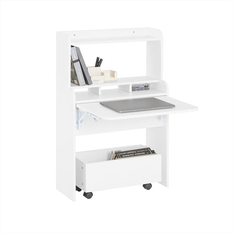 Rootz Multifunctional Desk - Shelf - Laptop Desk - Space Saver - 64x98x64cm, Foldable to 64x98x25cm