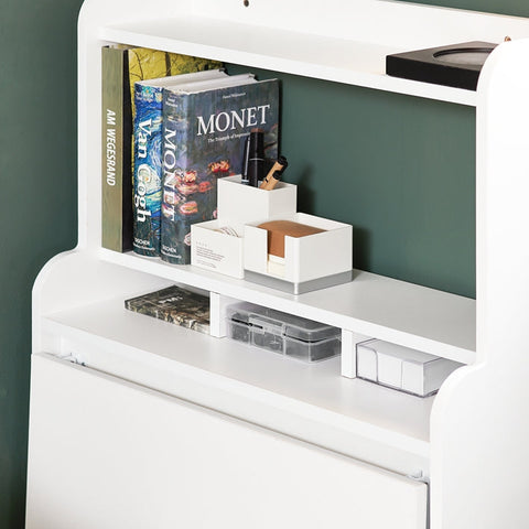 Rootz Multifunctional Desk - Shelf - Laptop Desk - Space Saver - 64x98x64cm, Foldable to 64x98x25cm