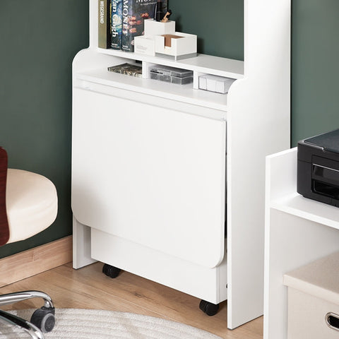 Rootz Multifunctional Desk - Shelf - Laptop Desk - Space Saver - 64x98x64cm, Foldable to 64x98x25cm