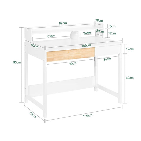 Rootz Compact Desk Table - Writing Desk - Study Desk - Space Saving Design - 100x95x59cm - Ideal for Small Rooms - MDF Material