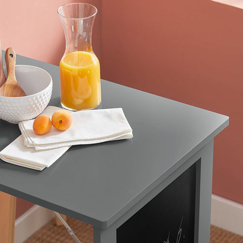 Rootz Wall-Mounted Folding Table with Blackboard - Desk - Dining Table - Space-Saving Design - Creative Memoboard Surface - Easy Assembly - Light Gray - 50cm x 76cm x 75cm
