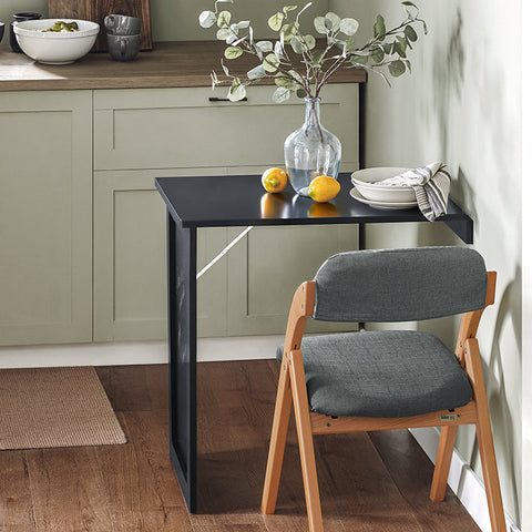 Rootz Folding Wall Table with Blackboard - Desk - Dining Table - Space-Saving Design - Easy Assembly - Creative Memoboard Surface - Light Gray - 50cm x 76cm x 75cm