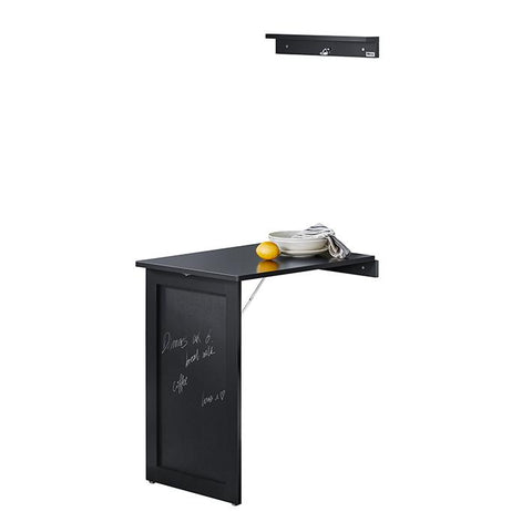 Rootz Folding Wall Table with Blackboard - Desk - Dining Table - Space-Saving Design - Easy Assembly - Creative Memoboard Surface - Light Gray - 50cm x 76cm x 75cm