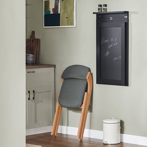 Rootz Folding Wall Table with Blackboard - Desk - Dining Table - Space-Saving Design - Easy Assembly - Creative Memoboard Surface - Light Gray - 50cm x 76cm x 75cm