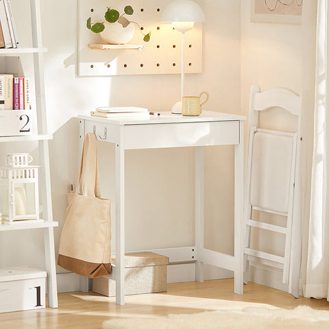 Rootz Modern Desk - Computer Table - Dressing Table - Compact Design - Storage Drawer - Side Hooks - MDF Construction - 60cm x 76cm x 40cm