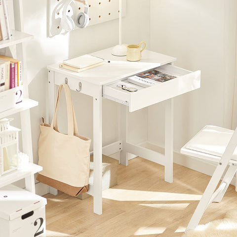 Rootz Modern Desk - Computer Table - Dressing Table - Compact Design - Storage Drawer - Side Hooks - MDF Construction - 60cm x 76cm x 40cm
