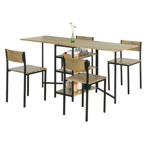 Rootz Folding Dining Table - Kitchen Table - Wooden Table - Expandable Top - Space-Saving Design - Sturdy Metal Frame - 180cm x 77cm x 60cm