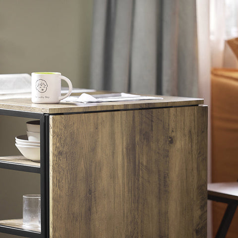 Rootz Folding Dining Table - Kitchen Table - Wooden Table - Expandable Top - Space-Saving Design - Sturdy Metal Frame - 180cm x 77cm x 60cm