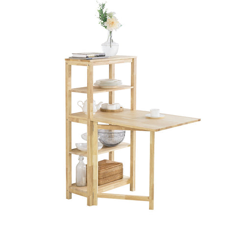 Rootz Folding Dining Room Table - Kitchen Table - Wooden Table - Expandable Top - Durable Rubber Wood - Easy Storage - 98cm x 126cm x 60cm