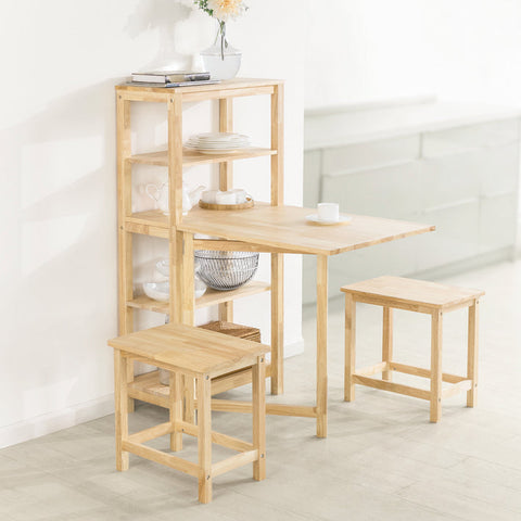 Rootz Folding Dining Room Table - Kitchen Table - Wooden Table - Expandable Top - Durable Rubber Wood - Easy Storage - 98cm x 126cm x 60cm