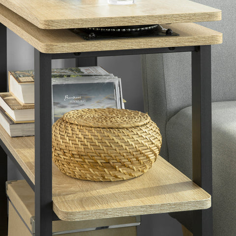 Rootz L-Shaped Side Table - Coffee Table - Corner Desk - Industrial Design - Flexible & Mobile with Lockable Wheels - High-Quality Metal Frame - Robust & Durable - 133cm x 69cm x 30cm