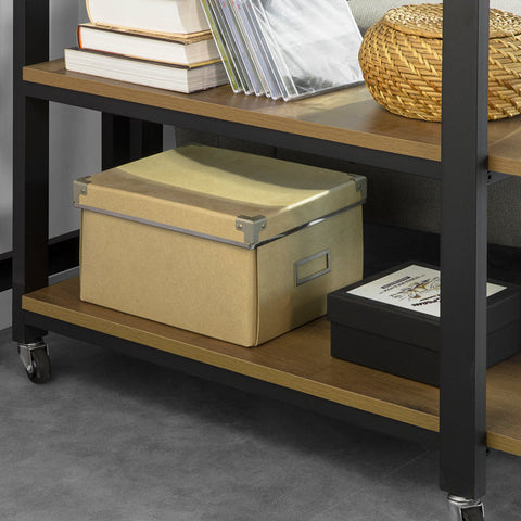 Rootz L-Shaped Side Table - Coffee Table - Corner Desk - Industrial Design - Flexible & Mobile with Lockable Wheels - High-Quality Metal Frame - 133cm x 69cm x 30cm