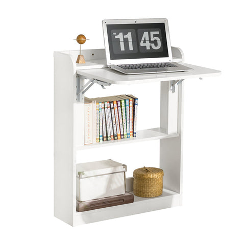 Rootz Foldable Desk - Computer Desk - Work Table - Multifunctional, Space-Saving, Secure Lock Design - White - 64cm x 82cm x 58cm