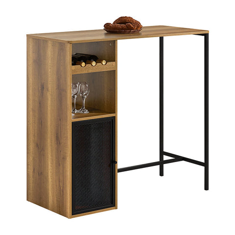 Rootz Modern Bar Table - Kitchen Island - Dining Table - Industrial Design - Spacious Storage - Wine Glass Holders - Bottle Rack - 110cm x 105cm x 50cm