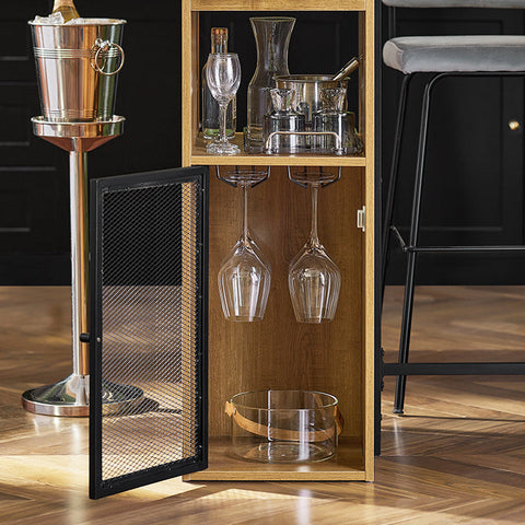Rootz Modern Bar Table - Kitchen Island - Dining Table - Industrial Design - Spacious Storage - Wine Glass Holders - Bottle Rack - 110cm x 105cm x 50cm