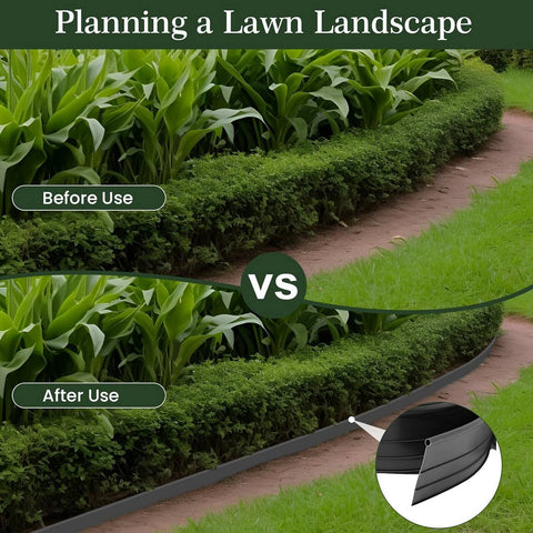 Rootz Lawn Edging - Bed Border - Garden Border - Weather-Resistant PE Material - UV-Resistant - Flexible Design - 10cm x 0.1cm x 6m/12m